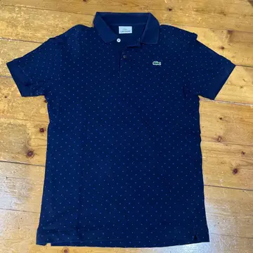 LACOSTE 네이비 도트 무늬 피케 셔츠