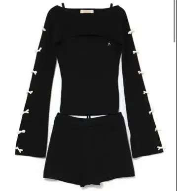 Cindy 리본 니트 세트 업 블랙