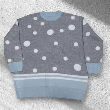 물방울 패턴 그레이 긴팔 니트 스웨터