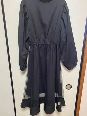 블랙 쉬폰 셔츠 원피스 긴팔 리본 포함