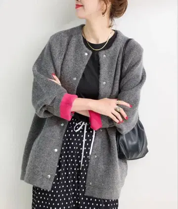 새상품 B.C STOCK 2층 스무스 니트 롱 가디건 그레이