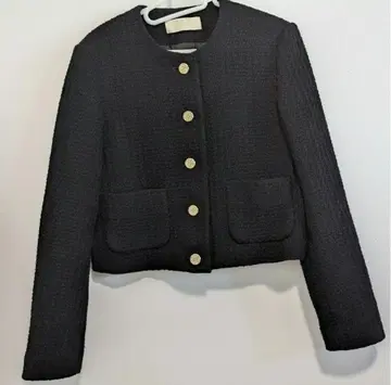 플라주 자켓 노카라 트위드