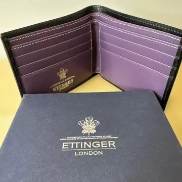 미사용 에티너거 이단 접이식 지갑 블랙 x 퍼플