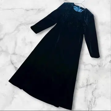 벨로아 원피스 긴팔 드레스 일본제 맥시 길이 블랙