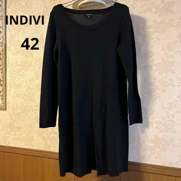 새상품급 빅 사이즈 42 인디비 니트 튜닉 원피스 블랙