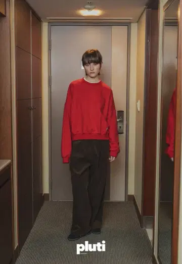 새상품급 pluti Breakfast sweatshirt Red