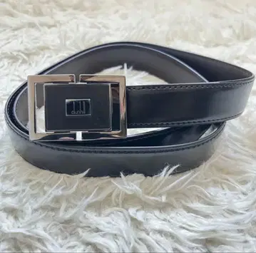 새상품급 dunhill 리버서블 가죽 벨트 스퀘어 버클 각인 블랙 브라운
