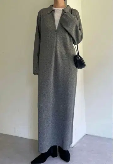 오메카시 프론트 지퍼 니트 원피스