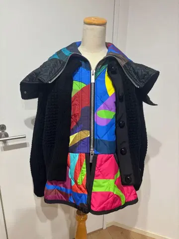 sacai kaws 3way 블루종 니트 블랙 멀티 컬러