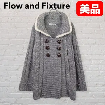Flow and Fixture 니트 코트풍 가디건 그레이 M