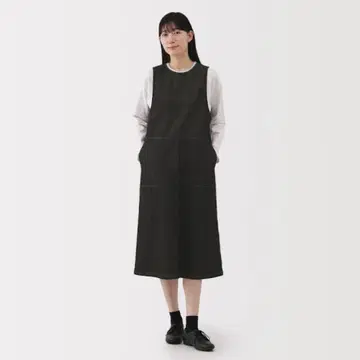 무인양품 나무 열매에서 만든 카폭 혼방 오버롤 스커트 여성 L