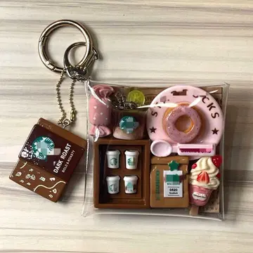 가챠 파우치 브라운 핑크 카페 디저트