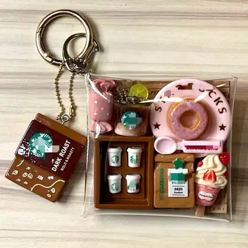 가챠 파우치 브라운 핑크 카페 디저트