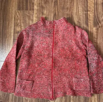 USA 빈티지 모헤어 니트 지퍼 자켓 스웨터 핸드니트