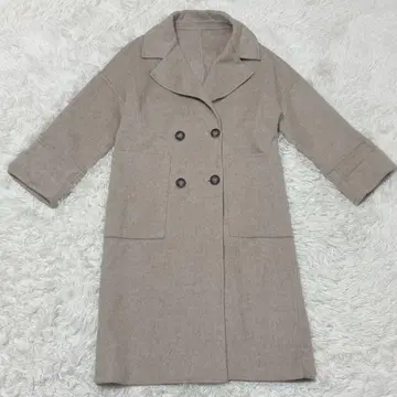 롱 코트 더블 페이스 리버 코트 울 베이지 더블 브레스트