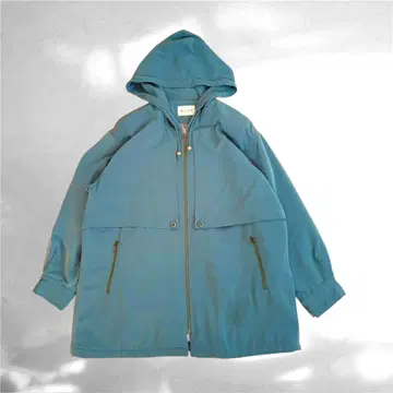 후드 부착 청록색 점퍼