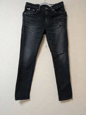 에드윈 블랙 스키니 청바지 데미지 가공