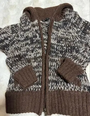 B donna 뜨개질 무늬 집업 가디건