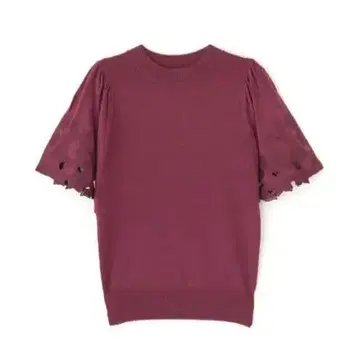 자수 플레어 니트 프로포션 바디 드레싱 와인