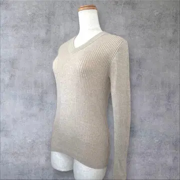 새상품급 이에나 엑스트라 파인 메리노 리브 V넥 풀오버