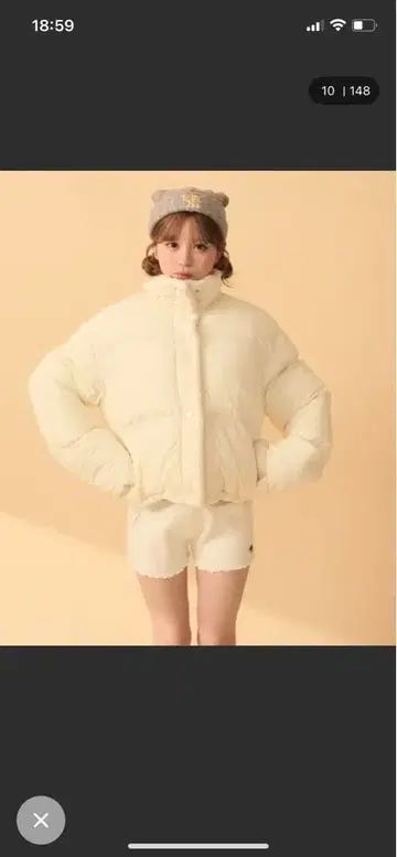 크림색 숏 기장 다운 자켓 FREE 사이즈