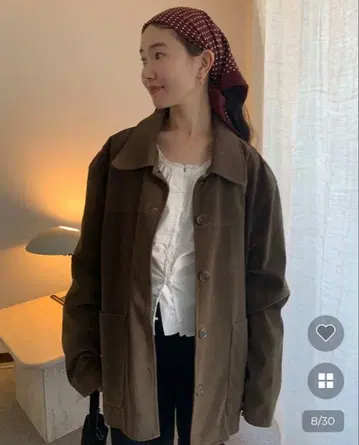 스웨이드 버튼 칼라 자켓