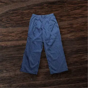 스트라이프 패턴 와이드 팬츠 네이비