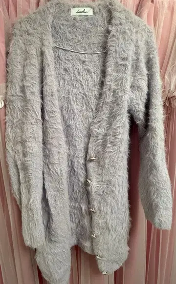 dazzlin 믹스 샤기 니트 미들 가디건