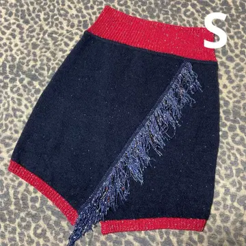 PINKO 스커트 라메 니트 비즈 프린지 S