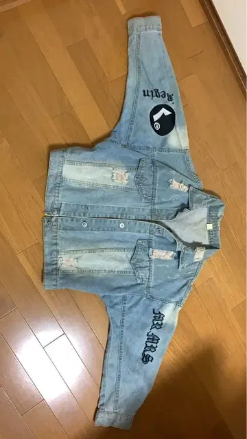 데미지 가공 데님 자켓 S