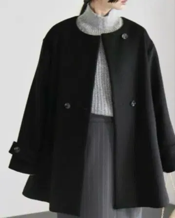 2024AW quaranciel 울 노카라 더블 프론트 미들 코트