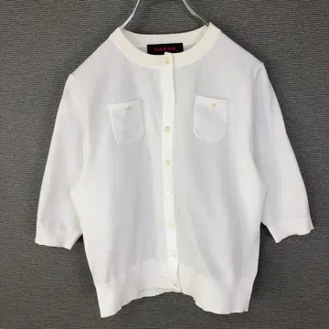 CABaN 파인 폴리에스테르 하프 슬리브 포켓 가디건 S 화이트