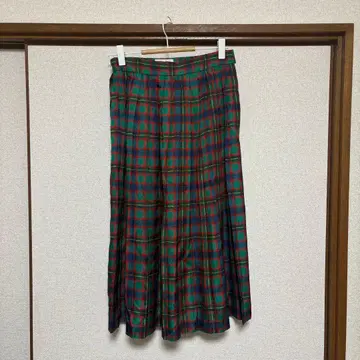 레트로 체크 무늬 스커트 플리츠 스커트