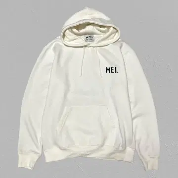 MEI 속기모 후드티 풀오버 포켓 로고 자수 남성용 화이트 F