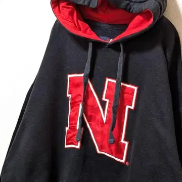 제이 미국 N 로고 자수 후드 맨투맨 블랙 L 구제 의류