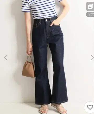 슬로브 이에나 le denim 플레어 데님 네이비 36