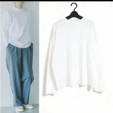 새상품급 북유럽 생활 잡화점 워셔블 코튼 모크넥 티셔츠