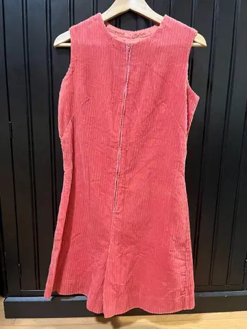 US 빈티지 코듀로이 지퍼 올인원 코랄 핑크