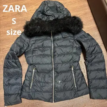 ZARA 블랙 퍼 후드 다운 자켓