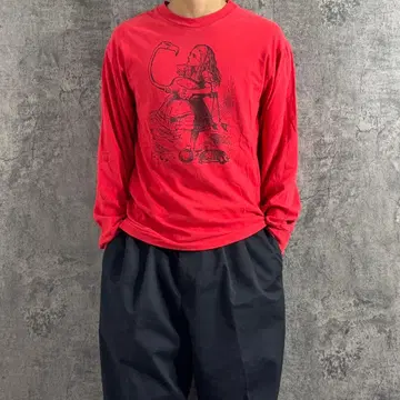 90s 빈티지 롱 T셔츠 원더랜드의 앨리스 아인슈타인 Hanes