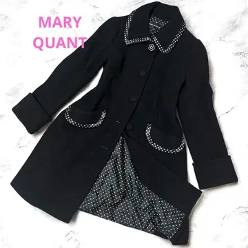 새상품급 MARY QUANT 울 귀여운 롱 코트 블랙