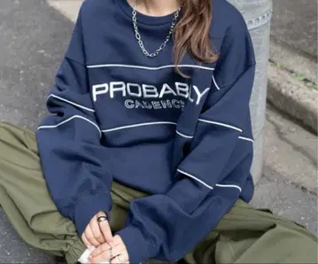 WEGO PROBABLY BIG 맨투맨 네이비