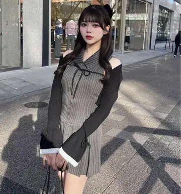 OLIVE des OLIVE YUI 기획 슬리브리스 셔츠 미니 원피스