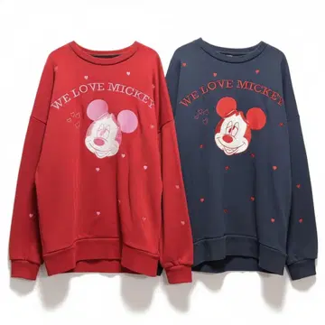 Areeam 미키 자수 맨투맨 빨간색 네이비 2