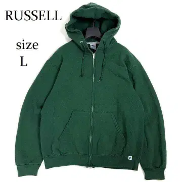 USA 구제 의류 러셀 풀 집업 무지 후드티 후디 그린 L