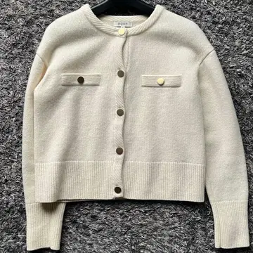 PLST 플라스테 [ M ] 메리노울 가디건 금장 버튼 크루넥 아이보리