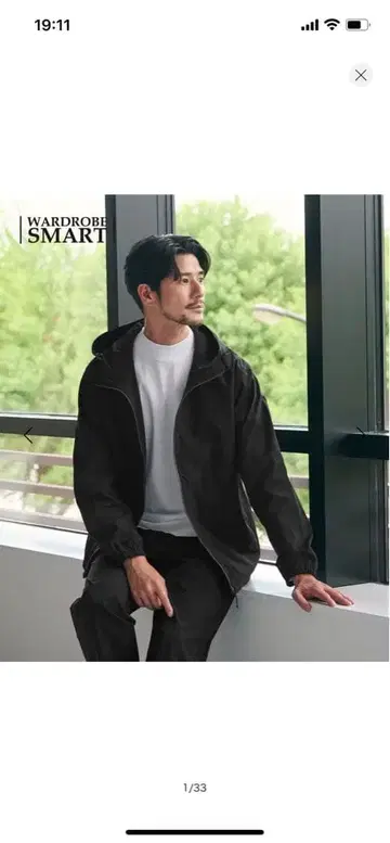 WARDROBE SMART 액티브 지퍼 후드 블루종