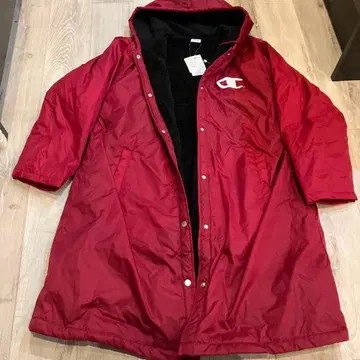 챔피온 Champion 후드 부착 롱 코트 레드 빨간색