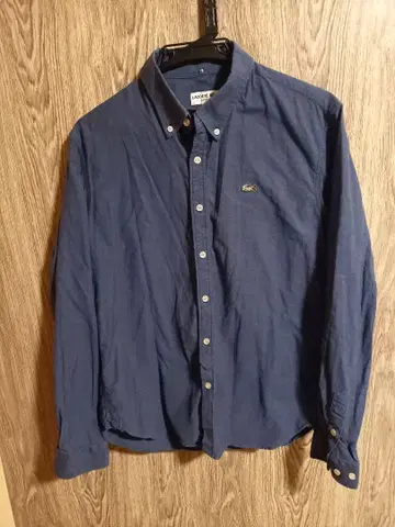 LACOSTE 슬림 핏 긴팔 셔츠 M 네이비