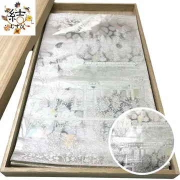 MO-3324 후쿠로 오비 사찰 나무 문양 은색